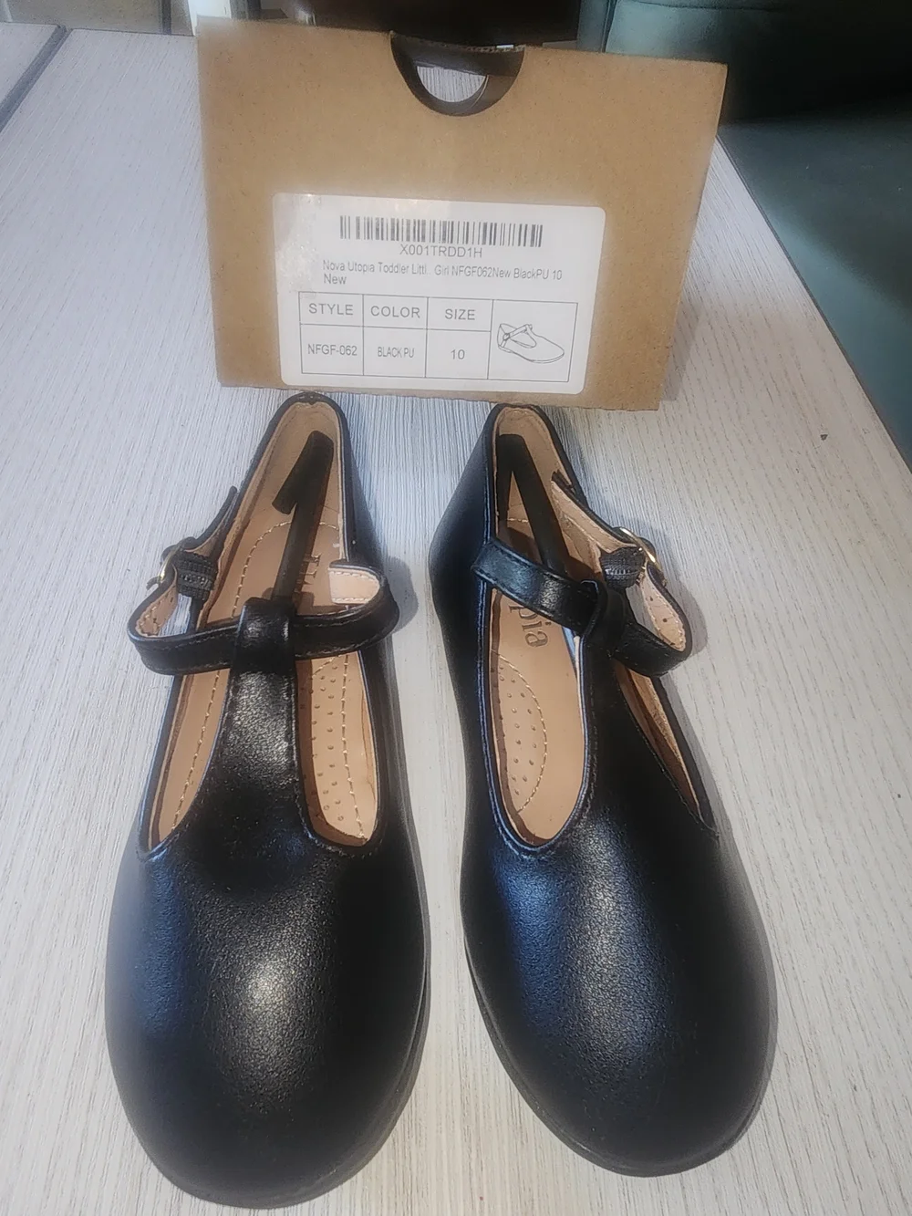 Topia Toddler GIRLS Black T-Strap Flats